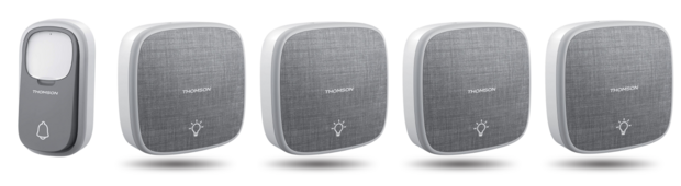 Thomson 513134 draadloze deurbel met kinetische knop en 4 batterij ontvangers