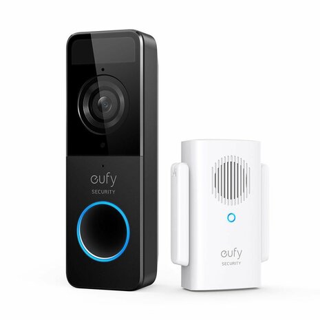 Eufy slimme draadloze videodeurbel batterij 1080P zwart + chime