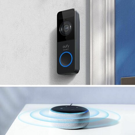 Eufy slimme draadloze videodeurbel batterij 1080P zwart + chime