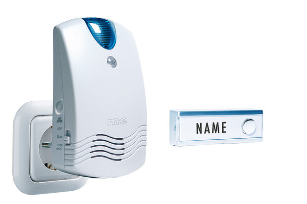 M-E FG1 draadloze deurbel met flitslicht 41010 voor stopcontact 230v beldrukker ontvanger