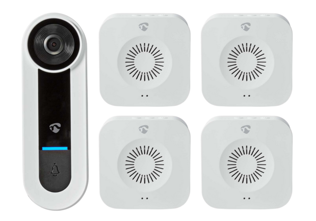 Nedis WIFICDP40CWT SmartLife Wi-Fi videodeurbel + 4 ontvangers