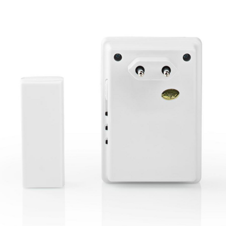 Nedis DOORB223CWT draadloze deurbel achterkant wit modern stijlvol