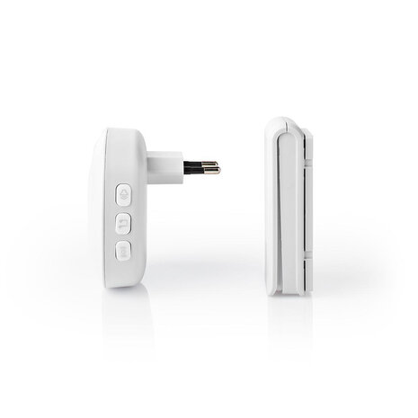 Nedis DOORBK240CWT kinetische draadloze deurbelset wit zijkant deurdrukker en ontvanger