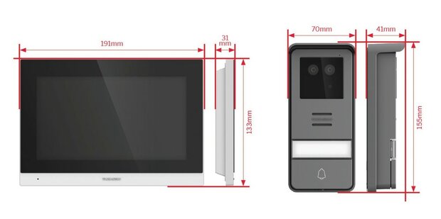Thomson 512278 Smart Face bedrade video intercom met gezichtsherkenning afmetingen