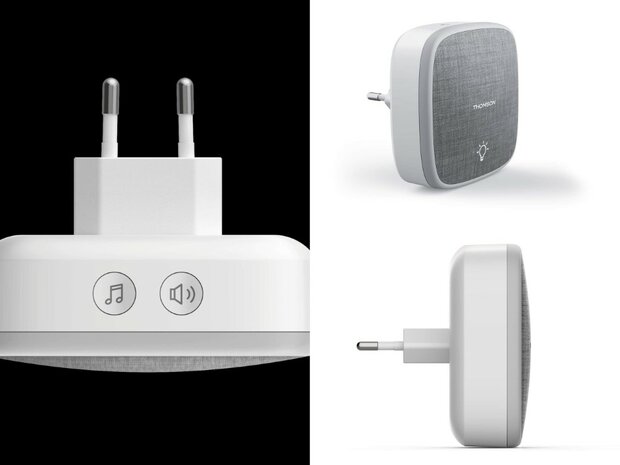 Thomson 513133 draadloze deurbel met kinetische knop en 2 plug-in ontvangers stopcontact