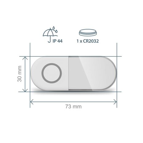 Avidsen Sona-T Battery draadloze deurbel met flitslicht op batterijen beldrukker