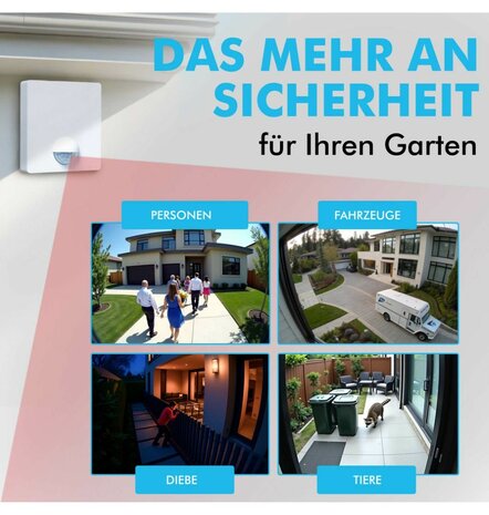 M-E BELL-8010 draadloze bewegingsmelder voor buiten met oplaadbare ontvanger – 300 meter bereik zender