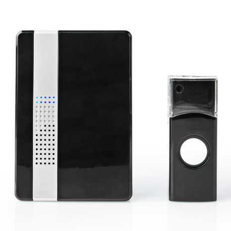 Nedis DOORB223CBK draadloze deurbel zwart modern stijlvol voorkant deurdrukker ontvanger