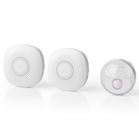 Nedis DOORB222CWT2 draadloze deurbel met 2 ontvangers voorkant schuin