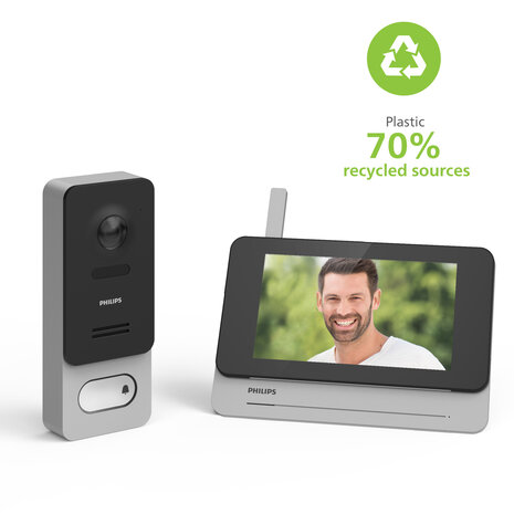 Philips WelcomeEye Wireless intercom met camera + scherm milieuvriendelijk geproduceerd