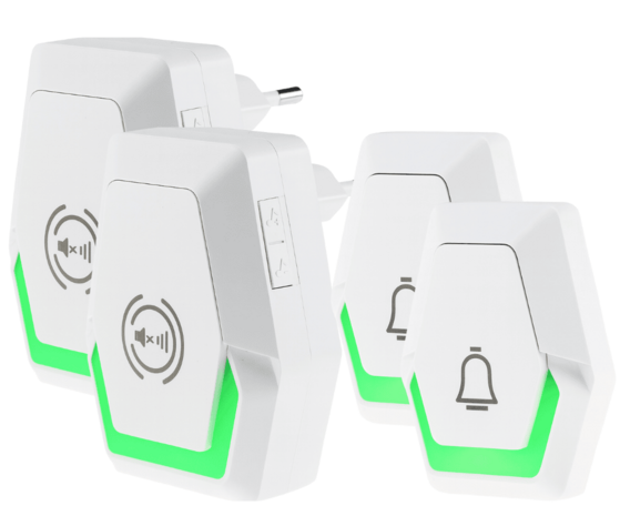 Pilota Porta draadloze deurbel 400 meter bereik met 2 beldrukkers en 2 ontvangers