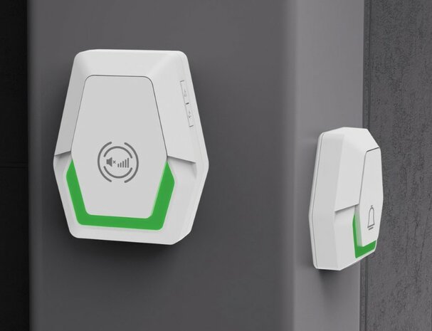 Pilota Porta draadloze deurbel 400 meter bereik + flitslicht beldrukker ontvanger