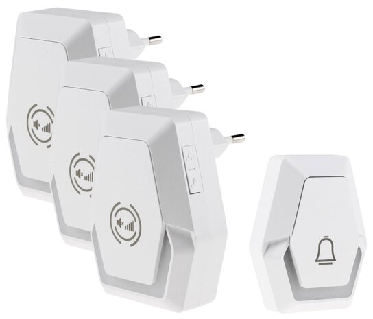 Pilota Porta draadloze deurbel 400 meter bereik met 3 ontvangers + flitslicht