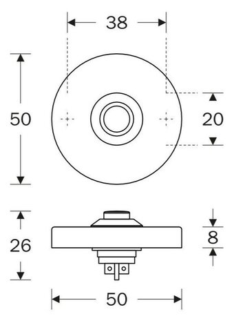Artitec 94792 beldrukker rond messing mat chroom afmetingen