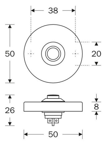 Artitec 94852 beldrukker rond messing mat zwart afmetingen