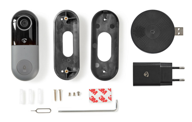 Nedis SmartLife WIFICDP10GY Wi-Fi videodeurbel voorkant beldrukker met camera onderdelen