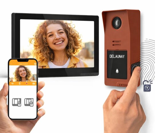 Extel 720335 Digital Connect bedrade video intercom met vingerafdruklezer terracotta