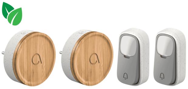 Avidsen 102498 draadloze en kinetische deurbel bamboe 2 beldrukkers + 2 ontvangers