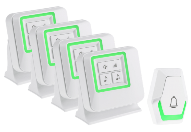 Pilota Porta draadloze deurbel 400 meter bereik met 4 ontvangers op batterijen + flitslicht