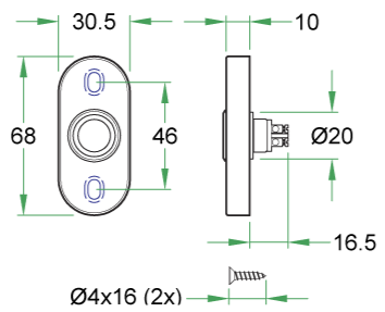 Artitec 93567BL beldrukker ovaal rvs mat zwart afmetingen