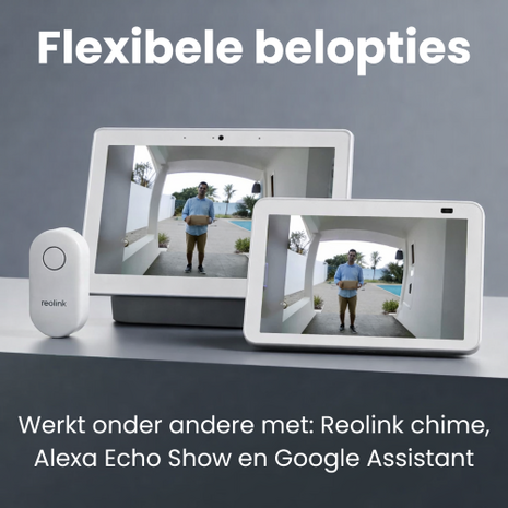 Reolink Smart 2K bedrade/draadloze oplaadbare slimme wifi videodeurbel wit + Home Hub