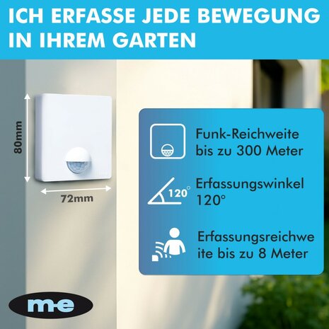 M-E BELL-8021 draadloze bewegingsmelder voor buiten met batterij ontvanger - 300 meter bereik zender