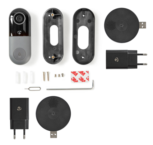 Nedis SmartLife WIFICDP10GY Wi-Fi videodeurbel voorkant beldrukker met camera onderdelen