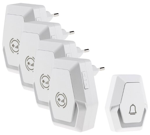 Pilota Porta draadloze deurbel 400 meter bereik met 4 ontvangers + flitslicht