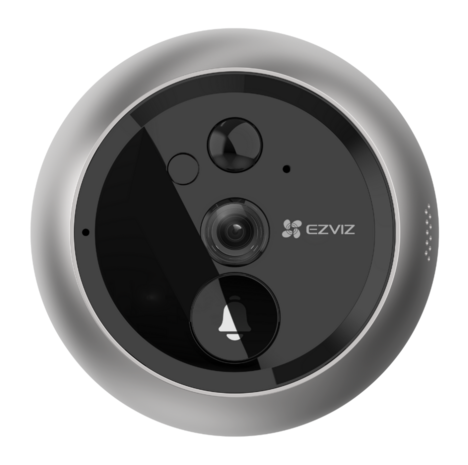 Ezviz DP2C draadloze digitale deurspion met camera en scherm zilver voorzijde camera