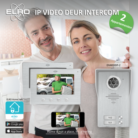 Elro DV4000IP2 bedrade intercom deurbel voor 2 appartementen met schermen en app