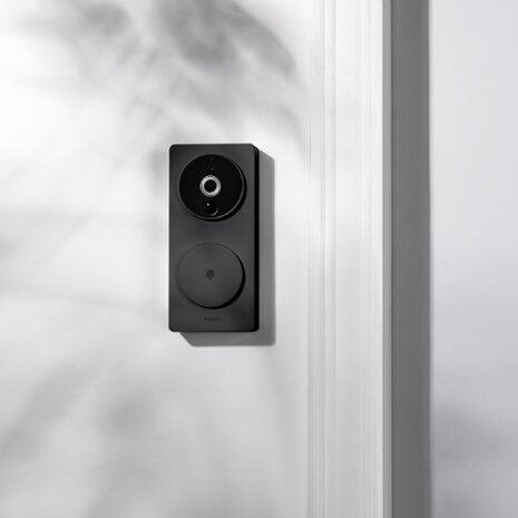 Aqara Smart Video Doorbell G4 - bedrade & draadloze videodeurbel met gong - zwart aan wand