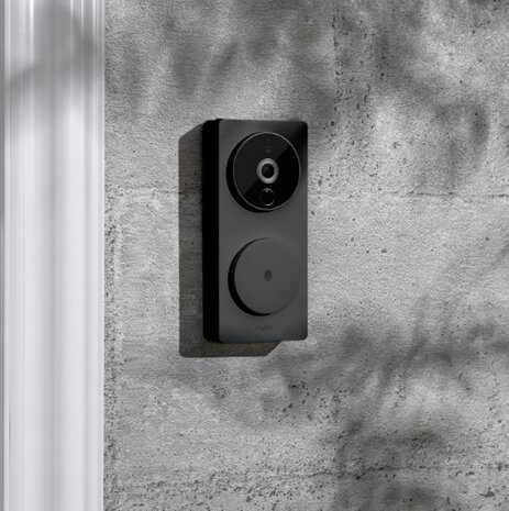 Aqara Smart Video Doorbell G4 - bedrade & draadloze videodeurbel met gong - zwart aan wand