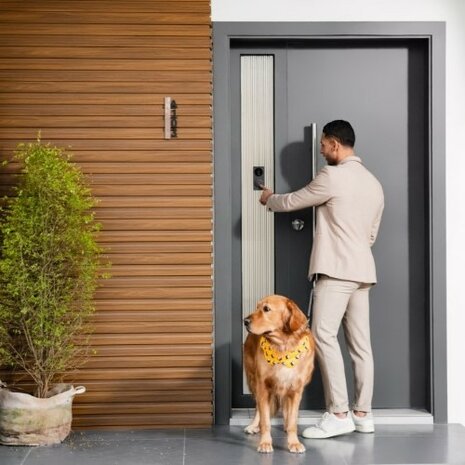 Aqara Smart Video Doorbell G4 - bedrade & draadloze videodeurbel met gong - zwart voordeur