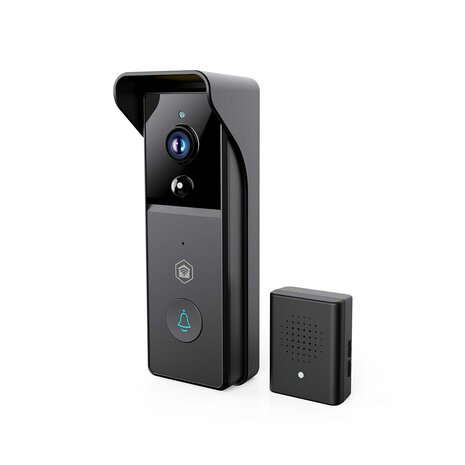 Nedis SmartLife WIFICDP21BK draadloze oplaadbare slimme Wi-Fi videodeurbel met chime