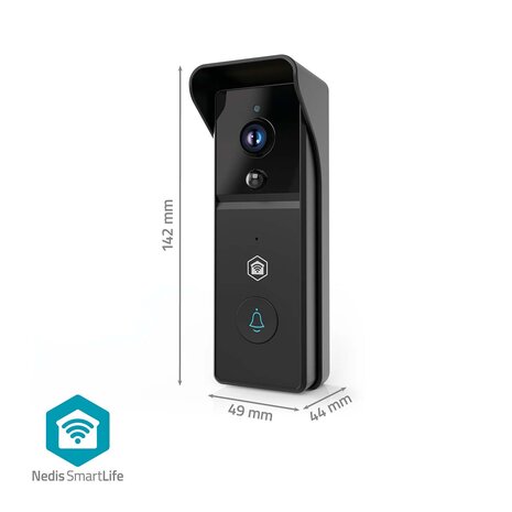Nedis SmartLife WIFICDP21BK draadloze oplaadbare slimme Wi-Fi videodeurbel afmetingen