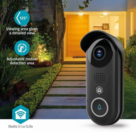 Nedis SmartLife WIFICDP11BK bedrade&nbsp;slimme Wi-Fi videodeurbel