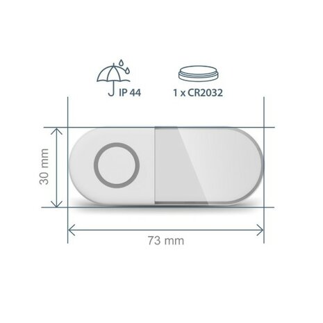 Avidsen Sona T Battery draadloze deurbel met flitslicht op batterijen beldrukker