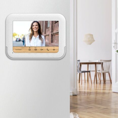 Avidsen 112282 bambooview milieuvriendelijke intercom met camera binnenscherm aan muur