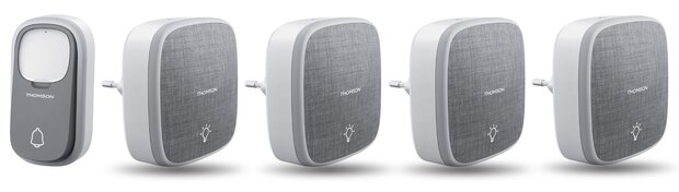 Thomson 513133 draadloze deurbel met kinetische knop en 4 plug-in ontvangers