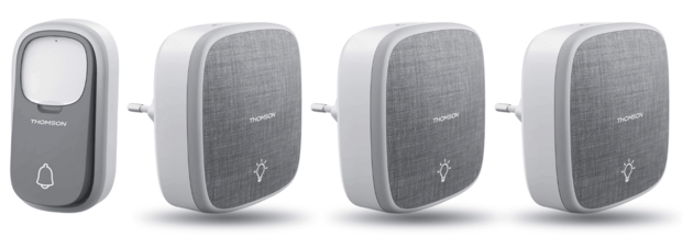 Thomson 513133 draadloze deurbel met kinetische knop en 3 plug-in ontvangers