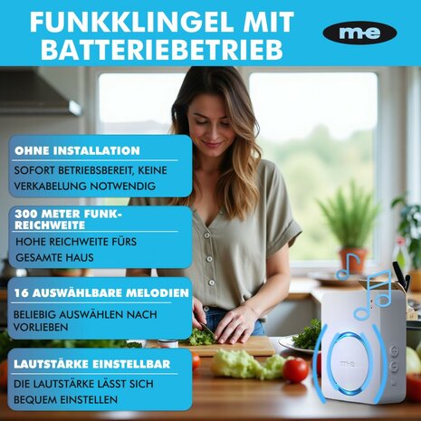 M-E BELL-8021 draadloze bewegingsmelder voor buiten met batterij ontvanger - 300 meter bereik ontvanger