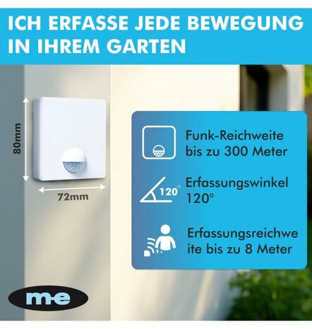 M-E BELL-8010 draadloze bewegingsmelder voor buiten met oplaadbare ontvanger &ndash; 300 meter bereik zender