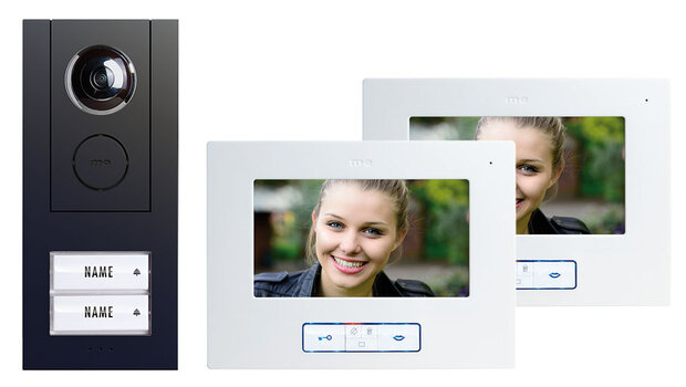M-E VD ALU-6720 A video intercom deurbel bedraad voor twee appartementen antraciet