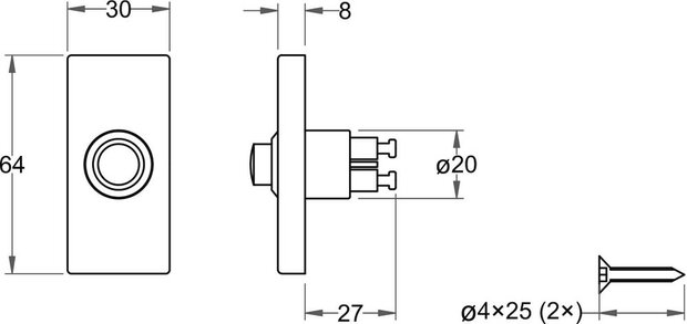 Artitec 93563 beldrukker rechthoekig rvs mat zwart afmetingen