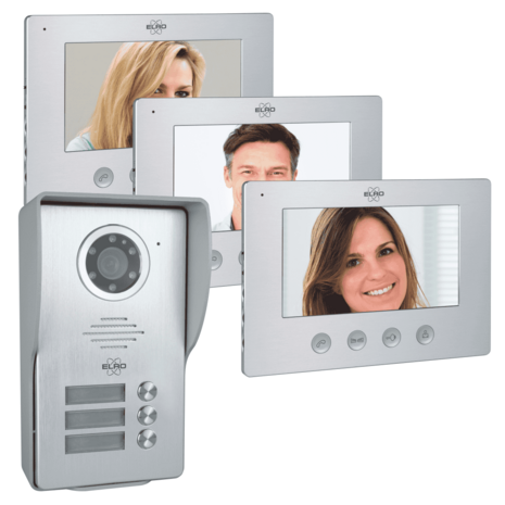 Elro DV4000-3 bedrade intercom deurbel voor 3 appartementen met schermen
