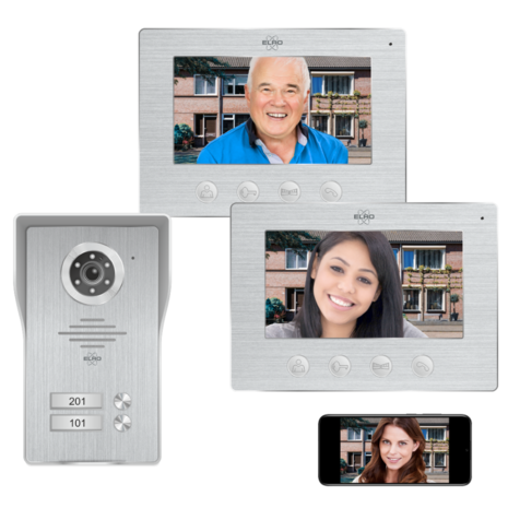 Elro DV4000IP2 bedrade intercom deurbel voor 2 appartementen met schermen en app