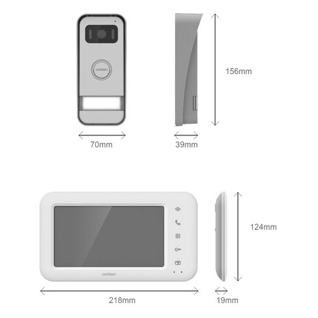 Avidsen 112302 Elia Smart 2 Wifi bedrade intercom met camera + app afmetingen