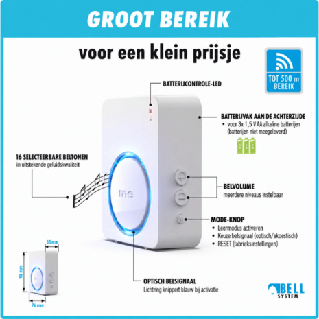 M-E BELL-55621 Wifi mini converter uitbreiding voor bedrade deurbel + app