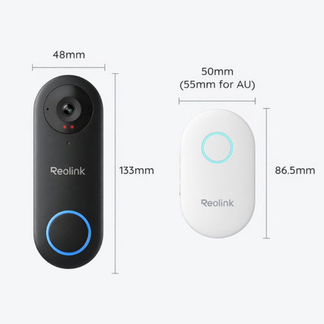Reolink Smart 2K+ bedrade slimme videodeurbel afmetingen