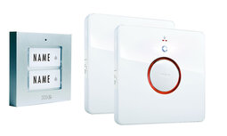 M-E BELL-432-S draadloze deurbel zilver voor 2 appartementen M-E BELL-432-S draadloze deurbel zilver voor 2 appartementen
